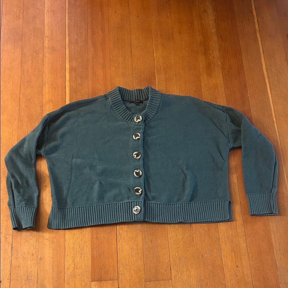 Quince Organic Cotton Cardigan Forest green  Sweater